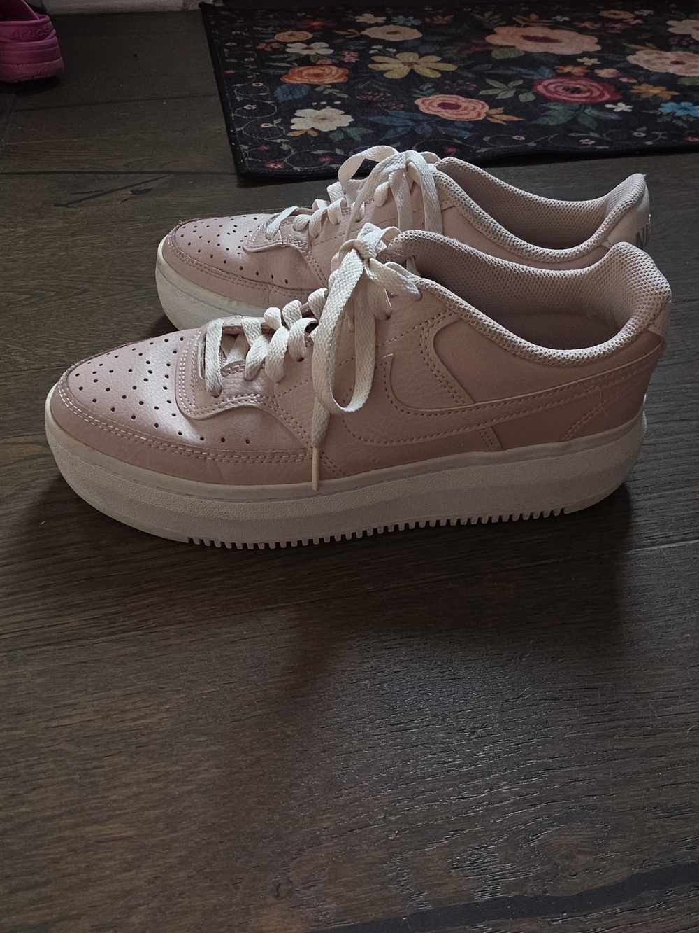 Women’s Platform Lace-Up Sneakers in Light Pink